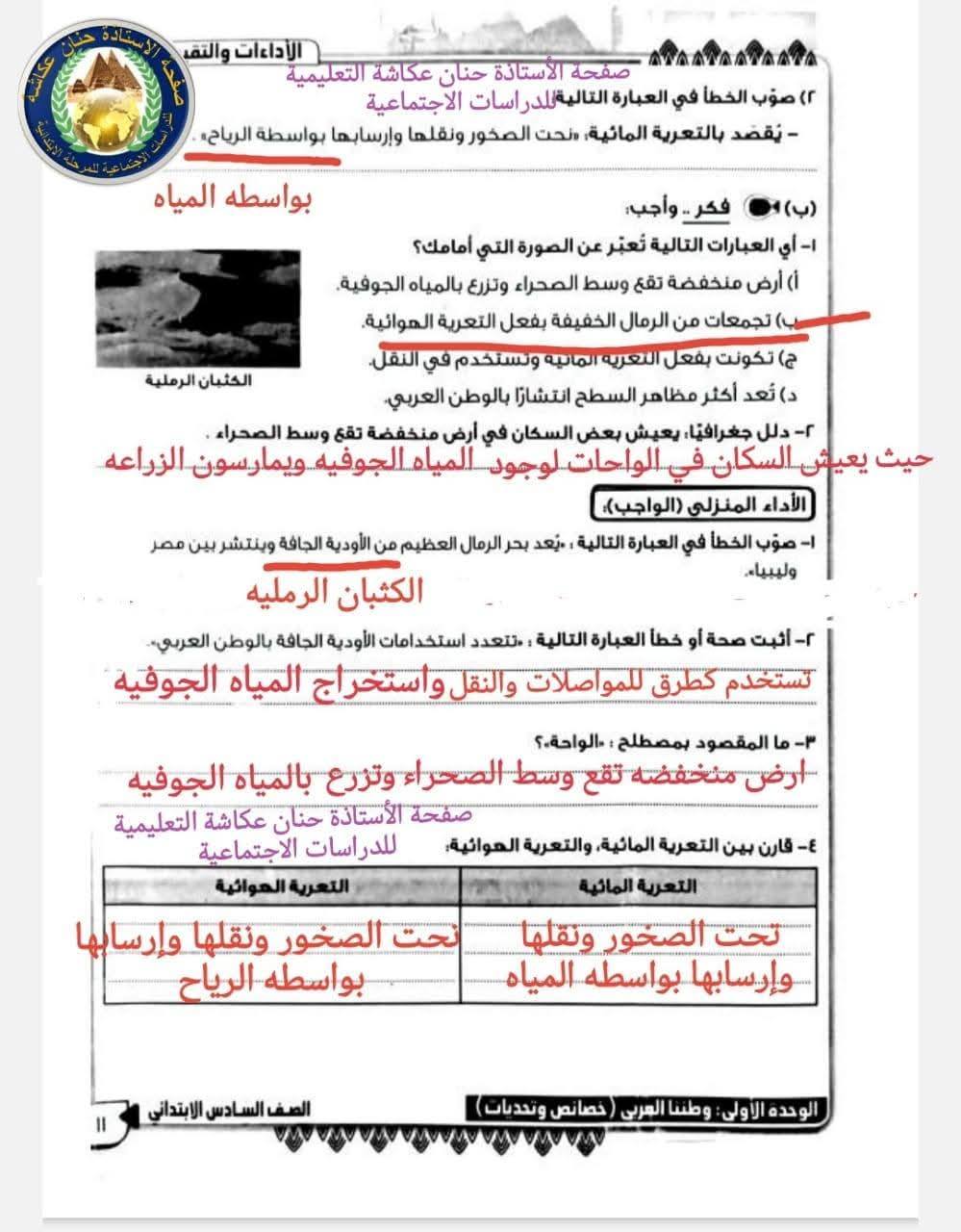 إجابة الأداء الصفي وواجب وتقييم الأسبوع الثالث دراسات